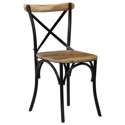 vidaXL Krzesła stołowe, krzyżowe, 2 szt., czarne, lite drewno mango