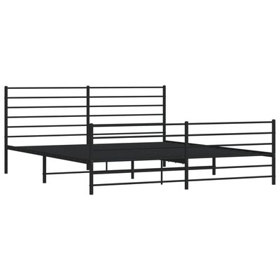 vidaXL Metalowa rama łóżka z wezgłowiem i zanóżkiem, czarna, 200x200cm