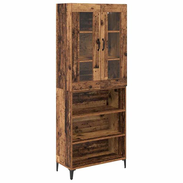 vidaXL Highboard Montowane na ścianie Stare drewno 69,5 x 34 x 180 cm