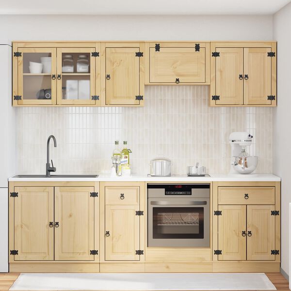 vidaXL Szafkowy z szufladą SKI 8 pcs Miodowy Brąz Lite drewno sosnowe