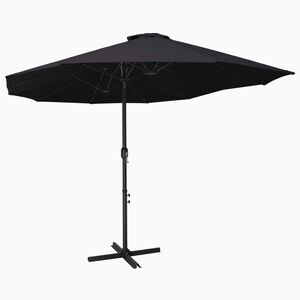vidaXL Parasol ogrodowy na słupku aluminiowym, 460 x 270 cm, czarny