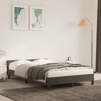 vidaXL Rama łóżka z wezgłowiem, ciemnoszara, 120x190 cm, aksamit