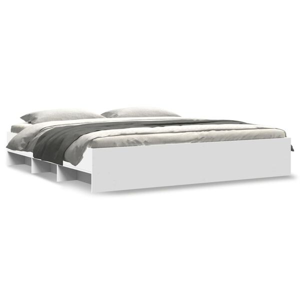 vidaXL Rama ł&oacute;żka, biała, 200x200 cm, materiał drewnopochodny