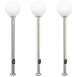 vidaXL Lampy słupkowe z czujnikiem i gniazdkiem 3 szt. 120 cm Stal nierdzewna IP44