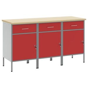 vidaXL Szafka robocza 3 szt. Czerwony i Szary 150 x 55 x 85 cm