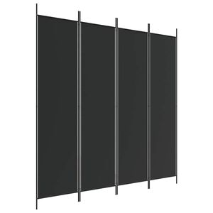 vidaXL Parawan 4-panelowy, czarny, 200x200 cm, tkanina