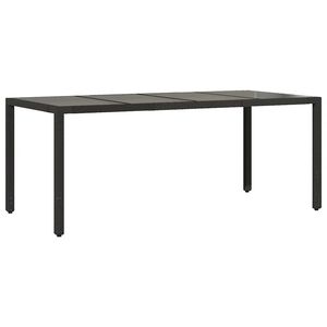 vidaXL St&oacute;ł ogrodowy ze szklanym blatem, czarny, 190x90x75 cm