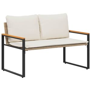 vidaXL ławka z poduszką Beżowy i kremowy 115 x 65 x 72 cm rattan