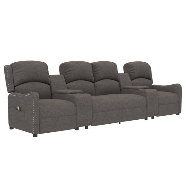 vidaXL Rozkładany fotel masujący z uchwytem 4-os., jasnoszary, tkanina