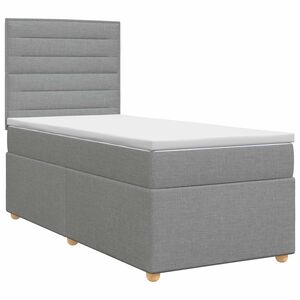vidaXL Ł&oacute;żko kontynentalne z materacem jasnoszary 80 x 200 cm tkanina