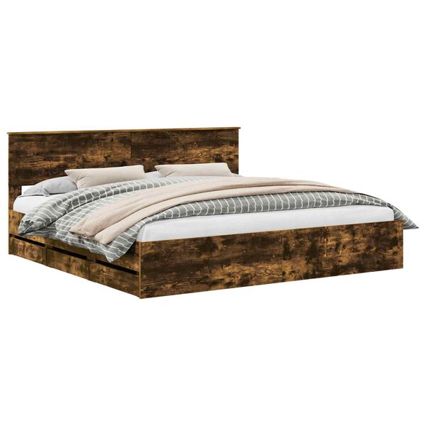 vidaXL Ramka ł&oacute;żka Dąb wędzony 200 x 200 cm Drewno inżynieryjne