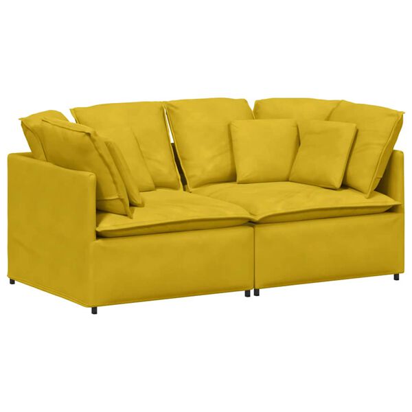 vidaXL Sofa modułowa z poduszkami aksamitna żółta