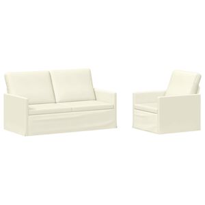 vidaXL Zestaw Sof 2 pcs kremowy Tkanina sztruksowa