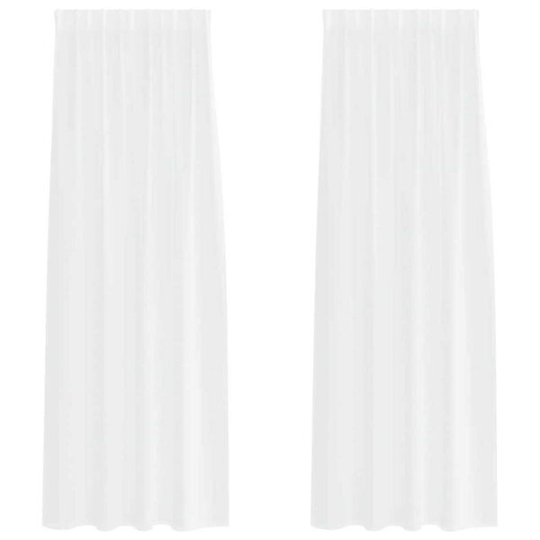 vidaXL Firany Voile z zasłonami 2 pcs Biały 260 x 140 cm Poliester