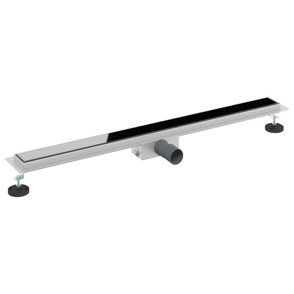 vidaXL Odwodnienie prysznicowe z osłoną szklaną Czarny 90 cm