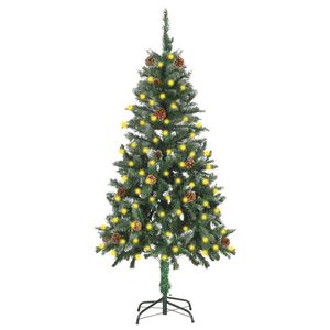 vidaXL Sztuczna choinka z lampkami i szyszkami, 150 cm
