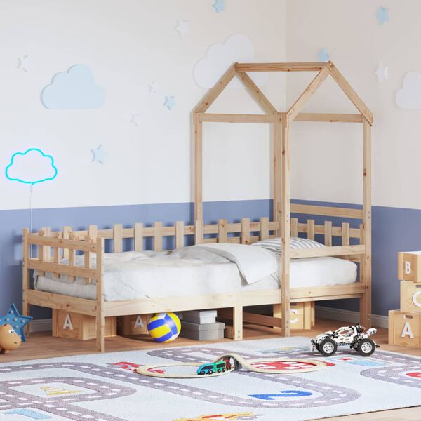 vidaXL Ł&oacute;żko dzienne z daszkiem, 80x200 cm, lite drewno sosnowe