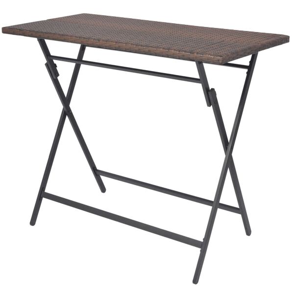 vidaXL 5-cz. zestaw składanych mebli ogrodowych, stal, rattan PE, brąz