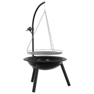 vidaXL Palenisko z regulowanym rusztem ⌀55,5 x 107,5 cm Stal Czarny