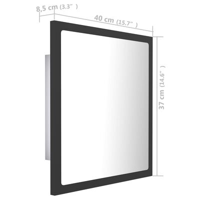 vidaXL Lustro łazienkowe LED, szare, 40x8,5x37cm, płyta wiórowa