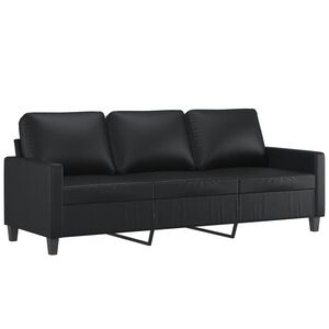 vidaXL 3-osobowa sofa, czarna, 180 cm, obita sztuczną sk&oacute;rą