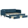 vidaXL Sofa rozsuwana z szufladami, niebieska, 90x200 cm, aksamit