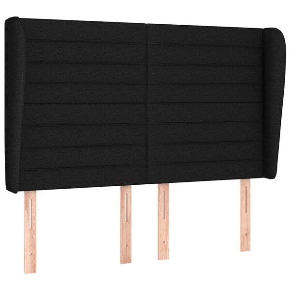 vidaXL Zagł&oacute;wek uszak, czarny, 147x23x118/128 cm, tkanina