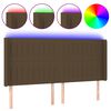 vidaXL Zagł&oacute;wek do ł&oacute;żka z LED ciemnobrązowy 183x16x118/128 cm tkanina