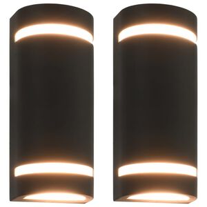 vidaXL Zewnętrzne lampy ścienne, 2 szt., 35 W, czarne, p&oacute;łokrągłe