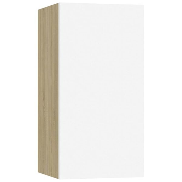 vidaXL Szafki telewizyjne, 4 szt., biel i dąb sonoma, 30,5x30x60 cm