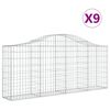 vidaXL Kosze gabionowe, 9 szt, 200x30x80/100 cm, galwanizowane żelazo