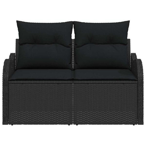 vidaXL Sofa Ogrodowa z poduszką Czarny 121 x 62 x 69cm polirattan