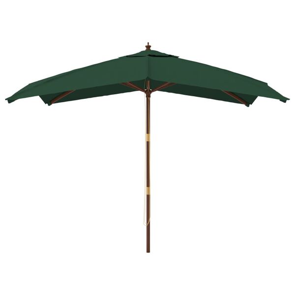 vidaXL Parasol ogrodowy na drewnianym słupku, zielony, 300x300x273 cm