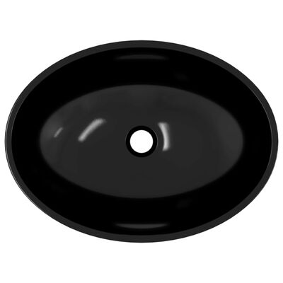 vidaXL Szklana umywalka, 50x37x14 cm, czarna