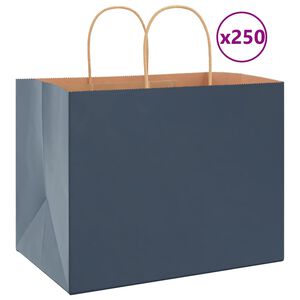 vidaXL Torby papierowe 250 szt. z uchwytami Niebieskie 32x22x24 cm