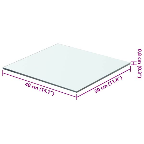 vidaXL P&oacute;łki, 2 szt., panel z przezroczystego szkła, 40 x 30 cm