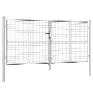 vidaXL Brama ogrodowa z siatki, srebrna, 300x125 cm, ocynkowana stal