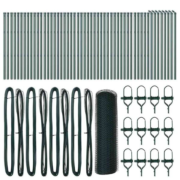vidaXL Ogrodzenie z słupkami Zielony 0.5 x 100 m Stal pokryta PCV