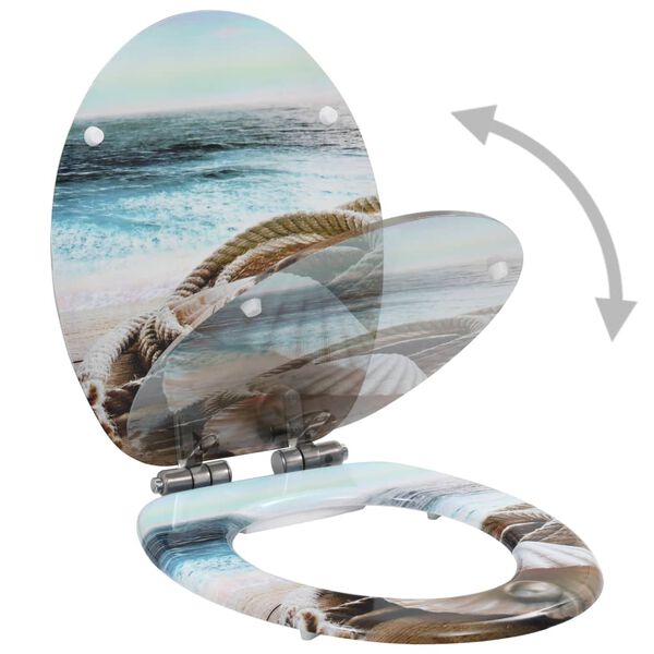 vidaXL Deski klozetowe wolnoopadające, 2 szt., MDF, wz&oacute;r w muszle