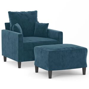 vidaXL Fotel z podn&oacute;żkiem, niebieski, 60 cm, obity aksamitem