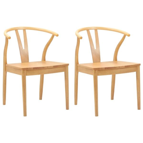 vidaXL Krzesło jadalniane 2 pcs Naturalny Drewno Gumowe