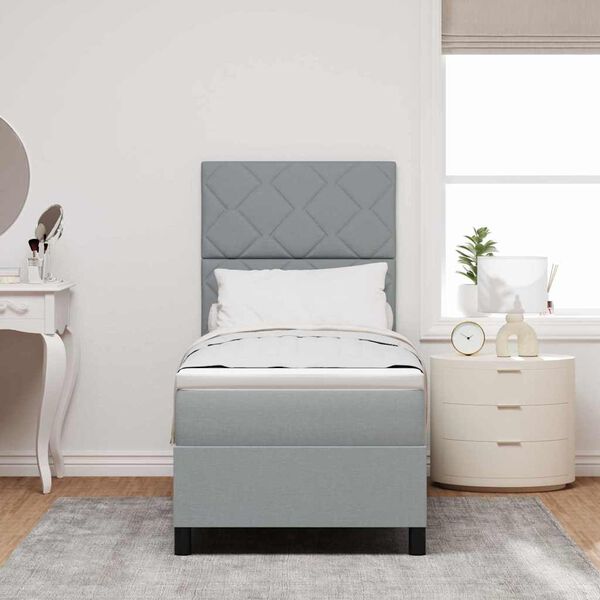 vidaXL Ł&oacute;żko sprężynowe z materacem Jasnoszary 80 x 200 cm tkanina