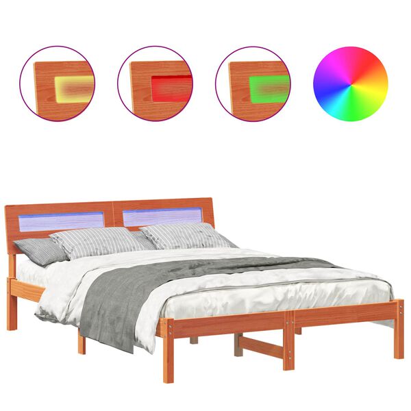 vidaXL Ramka ł&oacute;żka Woskowy Brąz 120 x 200 cm Lite drewno sosnowe