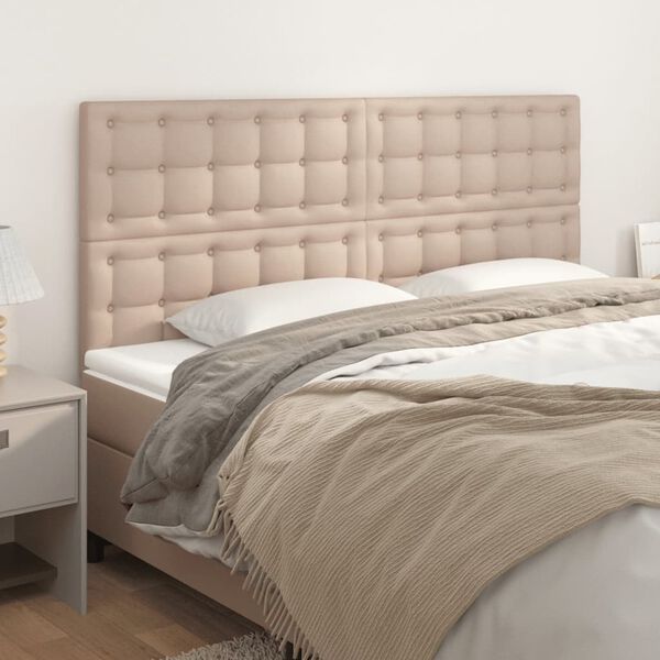 vidaXL Zagł&oacute;wek cappuccino 180x5x118/128 cm sk&oacute;ra ekologiczna