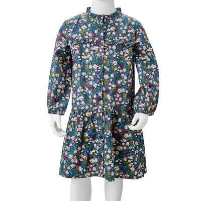 Sukienka dziecięca z długimi rękawami, ciemnoniebieska, 92