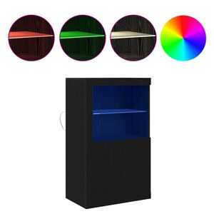 vidaXL Szafka boczna Ze LED Lights Czarny dąb 60.5 x 37 x 100 cm