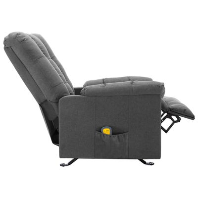 vidaXL Rozkładany fotel masujący, jasnoszary, obity tkaniną
