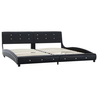 vidaXL Rama łóżka, czarna, sztuczna skóra, 180 x 200 cm