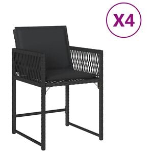 vidaXL Krzesła ogrodowe z poduszkami, 4 szt., czarne, polirattan