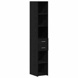 vidaXL P&oacute;łka na książki z szufladą Czarny Dąb 30 x 42.4 x 185.2 cm